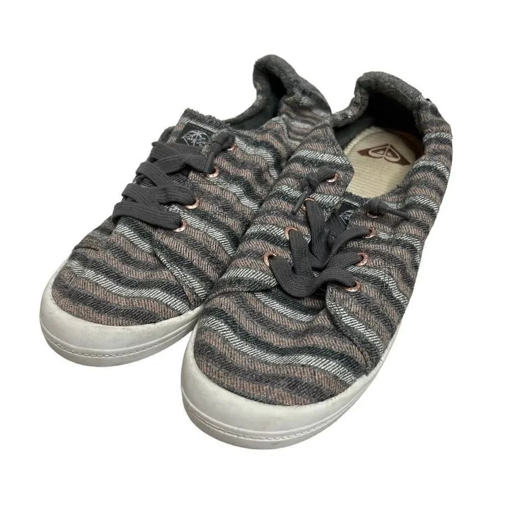 Roxy gray bay shore III striped slip on sneakers size 11